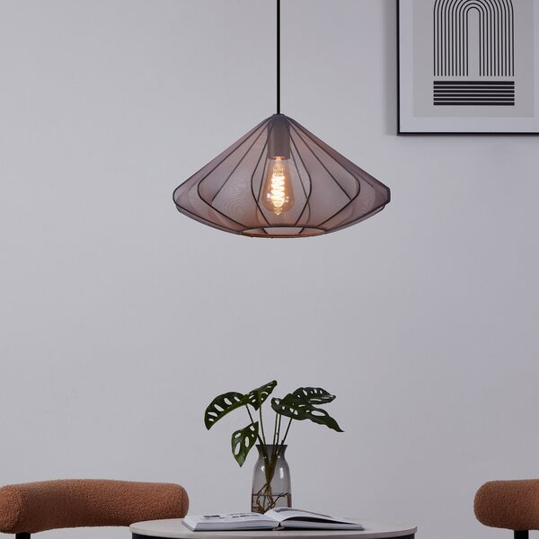 EGLO Lampă suspendată Dolwen, negru, Ø 42,5 cm, țesătură, reglabil, Negru, Camera de zi / sufragerie, Țesătură / Textil, Modern