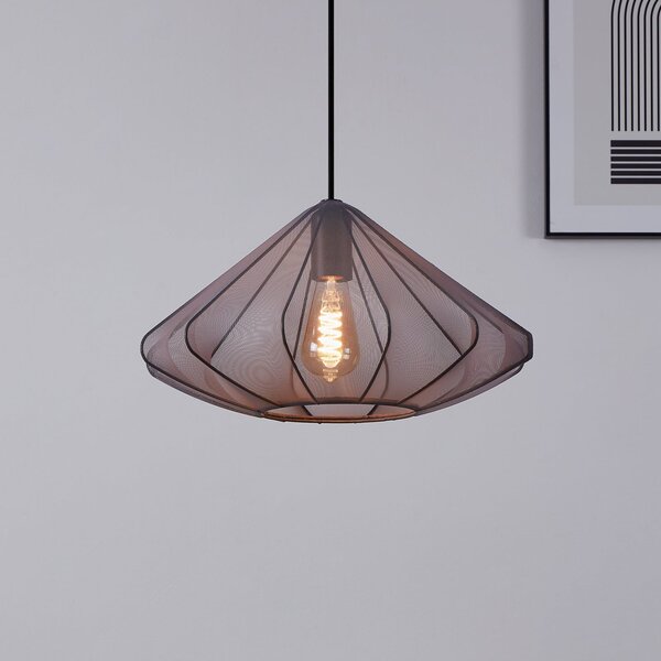 EGLO Lampă suspendată Dolwen, negru, Ø 42,5 cm, țesătură, reglabil, Negru, Camera de zi / sufragerie, Țesătură / Textil, Modern