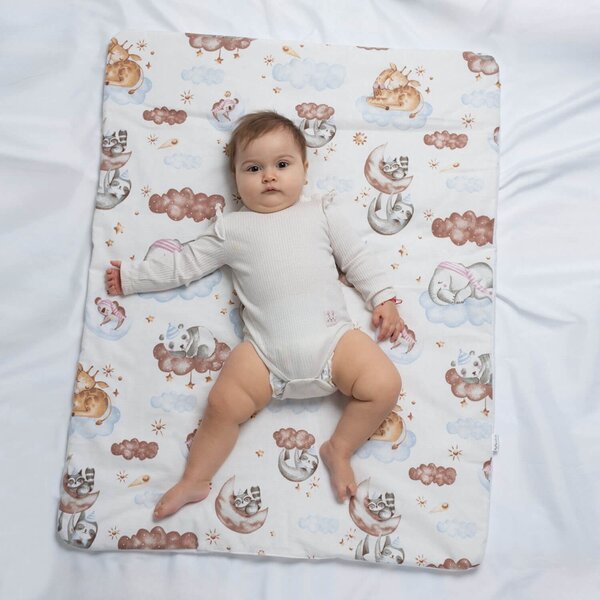 Paturica groasa din flanel cu doua fete 100x78 cm Kidizi Wonderland, bumbac fata-verso