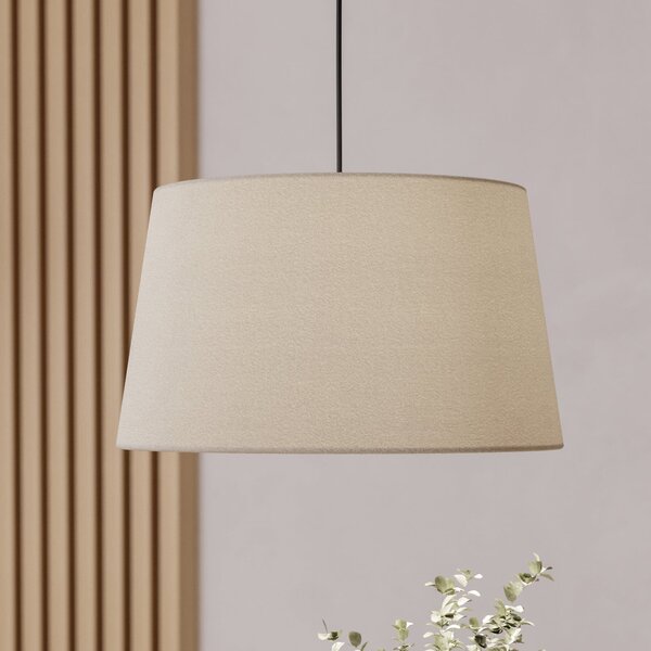EGLO Lampă suspendată Febres, Ø 35 cm, negru/alb, țesătură, reglabil, Alb, Camera de zi / sufragerie, Țesătură / Textil, Modern
