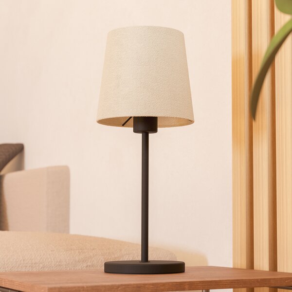 EGLO Lampa de masă Febres, înălțime 44 cm, negru/alb, oțel/țesătură, Alb, Camera de zi / sufragerie, Țesătură / Textil, Modern