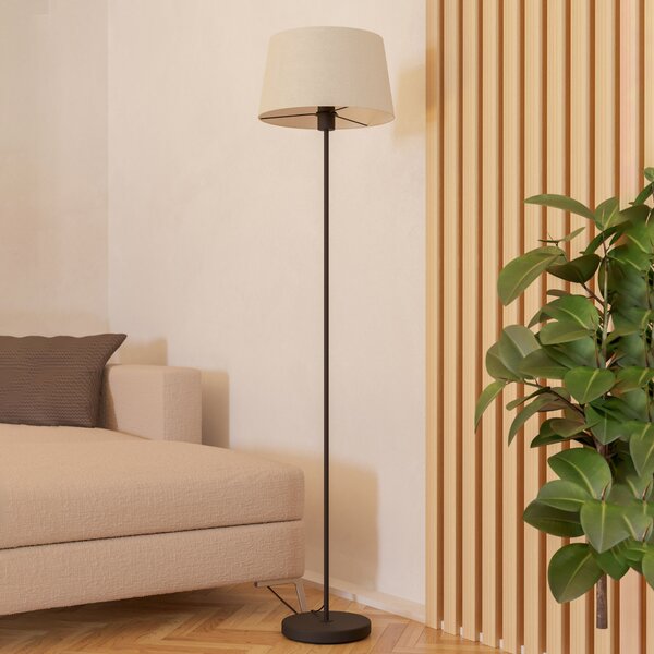 EGLO Lampadar Febres, înălțime 153 cm, negru/alb, oțel/țesătură, Alb, Camera de zi / sufragerie, Țesătură / Textil, Modern