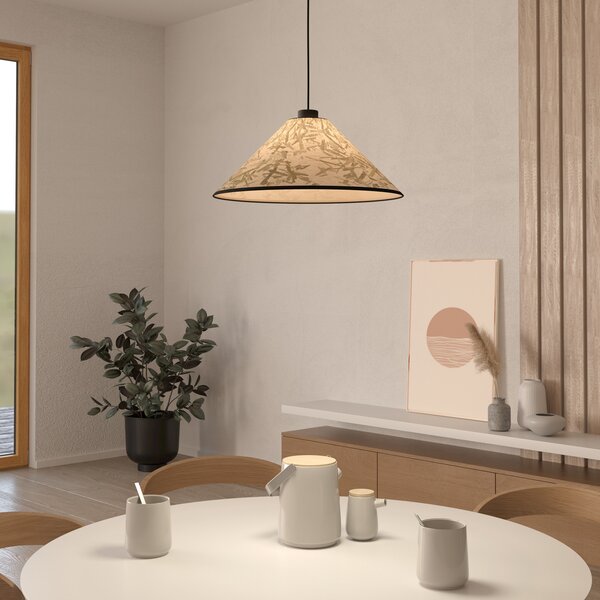 EGLO Oxpark lampă suspendată, Ø 42 cm, verde/alb/negru, material textil, reglabil, Verde, Camera de zi / sufragerie, Țesătură / Textil, Modern