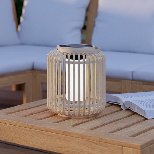EGLO Lanterna solară cu LED Marliano, înălțime 24 cm, lemn deschis la culoare, din, reglabil, Lemn, Lemn, Casă de țară / Rustic