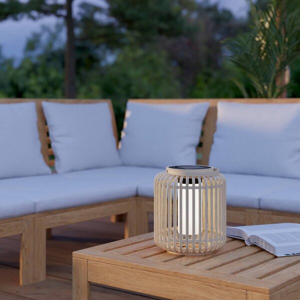 EGLO Lanterna solară cu LED Marliano, înălțime 24 cm, lemn deschis la culoare, din, reglabil, Lemn, Lemn, Casă de țară / Rustic