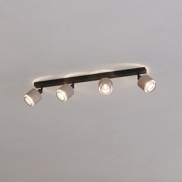 EGLO Spot de plafon Rosley, lungime 75 cm, negru/natural, 4 lumini,, reglabil, Negru, Camera de zi / sufragerie, Metal, Modern