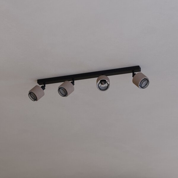 EGLO Spot de plafon Rosley, lungime 75 cm, negru/natural, 4 lumini,, reglabil, Negru, Camera de zi / sufragerie, Metal, Modern