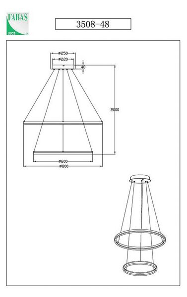 Fabas Luce Giotto LED lampă suspendată, Ø 80 cm, 2 lumini, negru, reglabil, Negru, Camera de zi / sufragerie, Metal, Modern