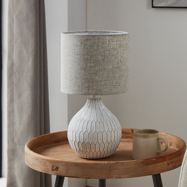 EGLO Lampă de masă Bellariva 3, alb/maro deschis, Bej, Camera de zi / sufragerie, Ceramică, Modern