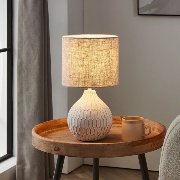 EGLO Lampă de masă Bellariva 3, alb/maro deschis, Bej, Camera de zi / sufragerie, Ceramică, Modern