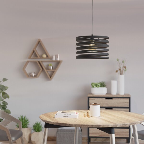 EGLO Cremella lampă suspendată, Ø 37 cm, negru, oțel, reglabil, Negru, Camera de zi / sufragerie, Metal, Modern