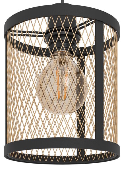 EGLO Lampă suspendată Dellow, lungime 88 cm, negru/albastru, 3 lumini, reglabil, Negru, Camera de zi / sufragerie, Metal, Modern