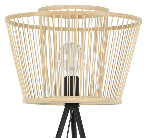 EGLO Lampa de podea Hykeham, înălțime 129,5 cm, natural/negru, bambus, Lemn, Camera de zi / sufragerie, Bamboo, Scandinavă