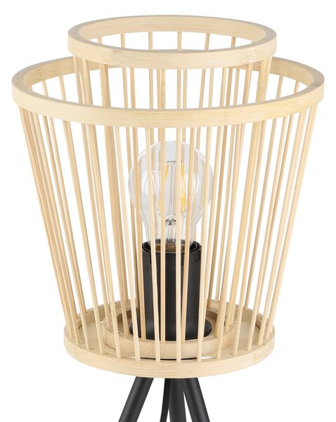 EGLO Lampă de masă Hykeham, înălțime 57 cm, naturală/neagră, bambus, Lemn, Camera de zi / sufragerie, Bamboo, Scandinavă