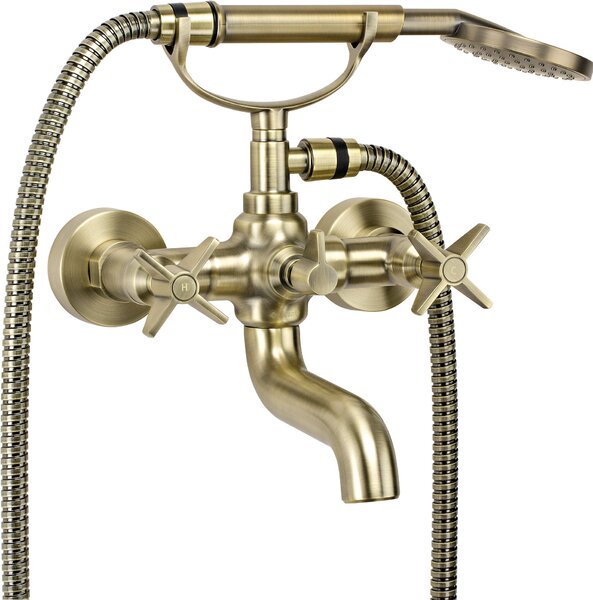 Deante Temisto, baterie baie cu set de dus, retro gold, BQT_M11D