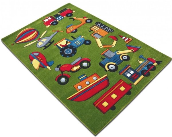 Model Copii 11242, Covor Dreptunghiular, 160 x 230 cm, Verde Dreptunghi, Verde, 160x230