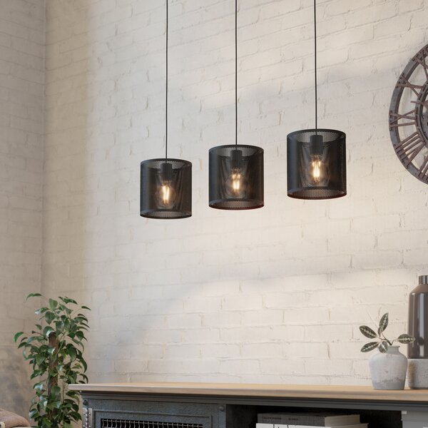 EGLO Manby lampă suspendată, lungime 90 cm, negru, 3 lumini, oțel, reglabil, Negru, Camera de zi / sufragerie, Metal, Design industrial