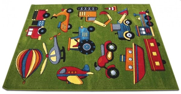 Model Copii 11242, Covor Dreptunghiular, 160 x 230 cm, Verde Dreptunghi, Verde, 160x230