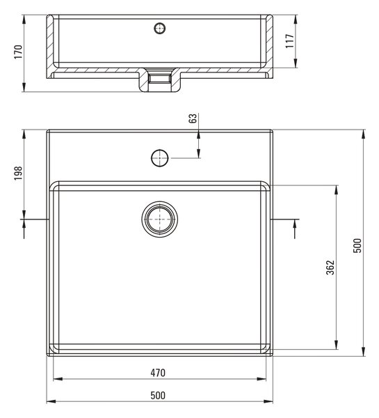Deante Temisto lavoar 50x50 cm pătrat de blat alb luciu CDT_6U5S