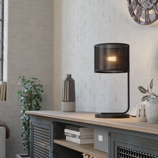 EGLO Lampă de masă Manby, înălțime 48,5 cm, negru, oțel, Negru, Camera de zi / sufragerie, Metal, Design industrial