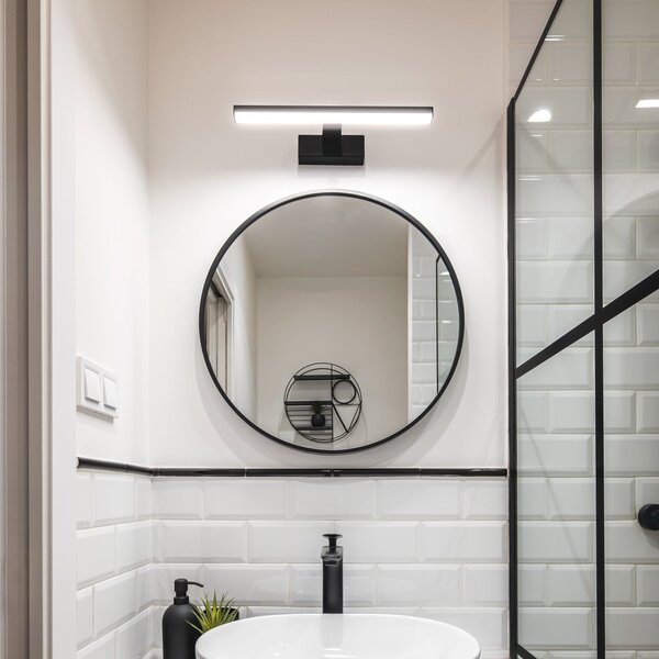 EGLO Aplică LED Pandella 1, lungime 40 cm, negru, aluminiu, Negru, Baie, Aluminiu, Modern