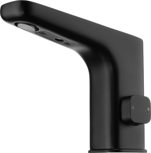 Deante Hiacynt, baterie lavoar cu senzor cu control al temperaturii, alimentare 6xAA, negru mat, BQH_N29R