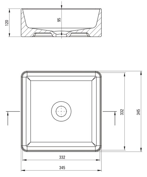 Deante Jasmin lavoar 34.5x34.5 cm pătrat de blat alb luciu CDJ_6U3S