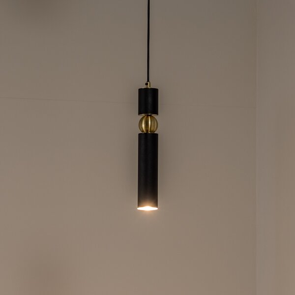 Jupiter Lampă suspendată Alas, negru, metal, suspensie 135 cm, GU10, reglabil, Negru, Camera de zi / sufragerie, Metal, Modern