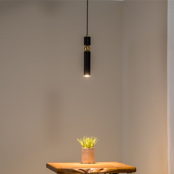 Jupiter Lampă suspendată Alas, negru, metal, suspensie 135 cm, GU10, reglabil, Negru, Camera de zi / sufragerie, Metal, Modern