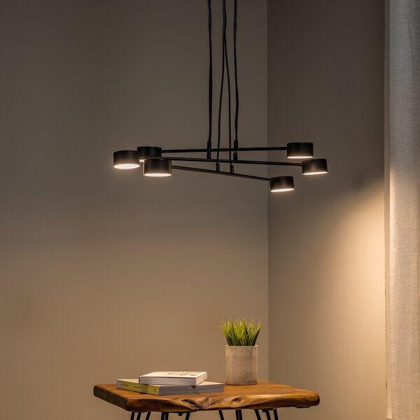 EMIBIG LIGHTING Lampă suspendată Modus 6, oțel, 6 becuri, GX 53, negru, reglabil, Negru, Camera de zi / sufragerie, Metal, Modern