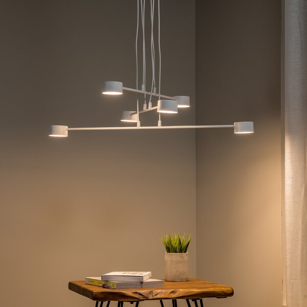 EMIBIG LIGHTING Lampă suspendată Modus 6, oțel, 6 becuri, GX 53, alb, reglabil, Alb, Camera de zi / sufragerie, Metal, Modern
