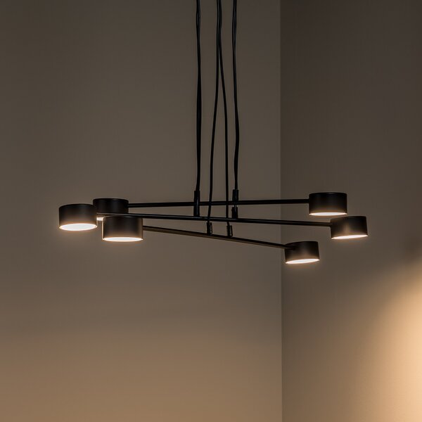 EMIBIG LIGHTING Lampă suspendată Modus 6, oțel, 6 becuri, GX 53, negru, reglabil, Negru, Camera de zi / sufragerie, Metal, Modern