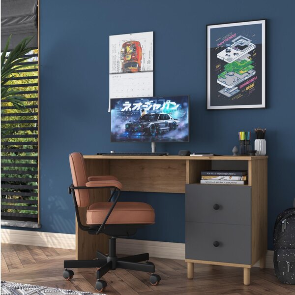 Masă PC Sikine 3 (nuc + antracit). 1094989