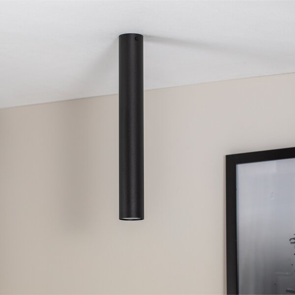 EMIBIG LIGHTING Spot de tavan Tecno 1L, oțel, GU10, înălțime 45 cm, negru, reglabil, Negru, Camera de zi / sufragerie, Metal, Modern