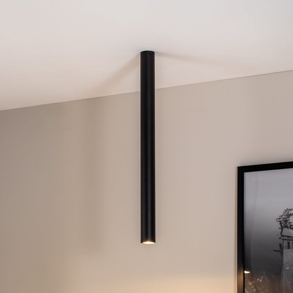 EMIBIG LIGHTING Spot de tavan Tecno 1XXL, oțel, GU10, înălțime 80 cm, negru, reglabil, Negru, Camera de zi / sufragerie, Metal, Modern