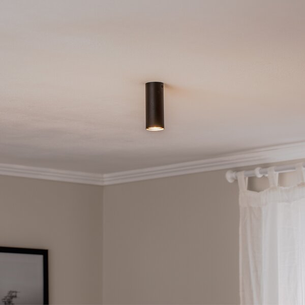 EMIBIG LIGHTING Spot de tavan Tecno 1S, oțel, GU10, înălțime 15 cm, negru, reglabil, Negru, Camera de zi / sufragerie, Metal, Modern
