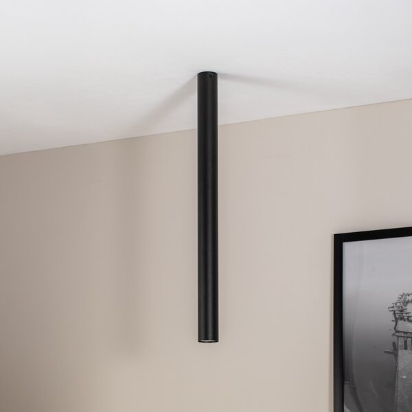 EMIBIG LIGHTING Spot de tavan Tecno 1XXL, oțel, GU10, înălțime 80 cm, negru, reglabil, Negru, Camera de zi / sufragerie, Metal, Modern