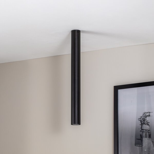 EMIBIG LIGHTING Spot de tavan Tecno 1XL, oțel, GU10, înălțime 60 cm, negru, reglabil, Negru, Camera de zi / sufragerie, Metal, Modern