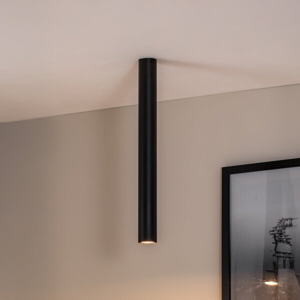 EMIBIG LIGHTING Spot de tavan Tecno 1XL, oțel, GU10, înălțime 60 cm, negru, reglabil, Negru, Camera de zi / sufragerie, Metal, Modern