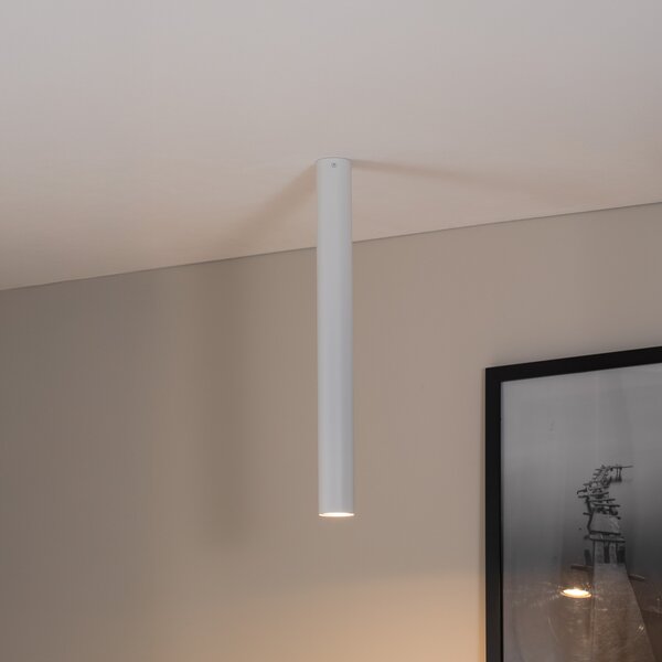 EMIBIG LIGHTING Spot de tavan Tecno 1XL, oțel, GU10, înălțime 60 cm, alb, reglabil, Alb, Camera de zi / sufragerie, Metal, Modern