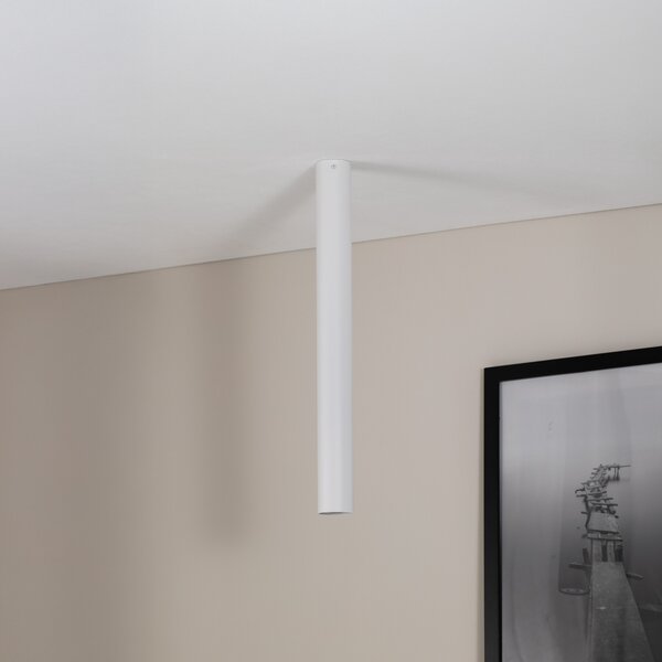 EMIBIG LIGHTING Spot de tavan Tecno 1XL, oțel, GU10, înălțime 60 cm, alb, reglabil, Alb, Camera de zi / sufragerie, Metal, Modern