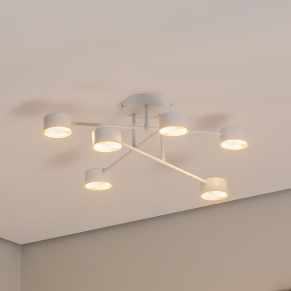 EMIBIG LIGHTING Modus 6 plafonieră 6, oțel, șase lumini, GX53, alb, reglabil, Alb, Camera de zi / sufragerie, Metal, Modern