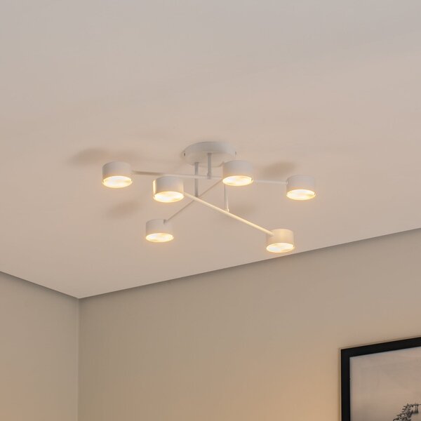 EMIBIG LIGHTING Modus 6 plafonieră 6, oțel, șase lumini, GX53, alb, reglabil, Alb, Camera de zi / sufragerie, Metal, Modern