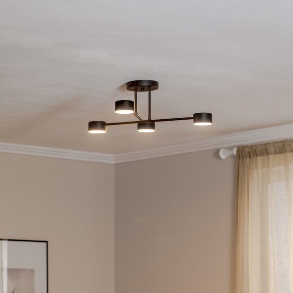 EMIBIG LIGHTING Plachetă plafonieră Modus 4, oțel, 4 becuri, GX53, negru, reglabil, Negru, Camera de zi / sufragerie, Metal, Modern
