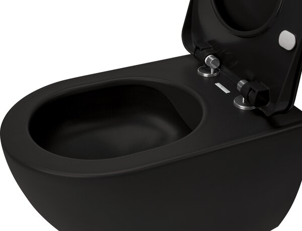 Deante Peonia vas wc cu capac soft-close agăţat fără margine negru mat CDEDNZPW