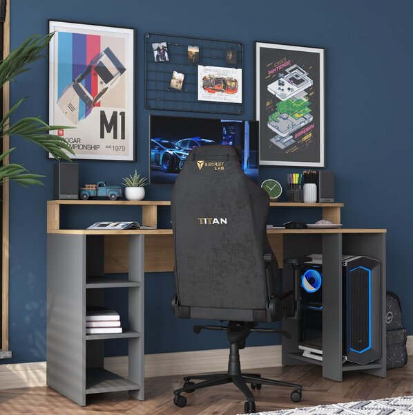 Masă PC Sikine 4 (nuc + antracit). Promo -29%. 1095012