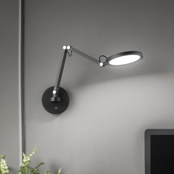 Fabas Luce Regina LED lampă de perete, negru, CCT, cu funcție reglare, reglabilă, reglabil, Negru, dormitor, Metal, Modern