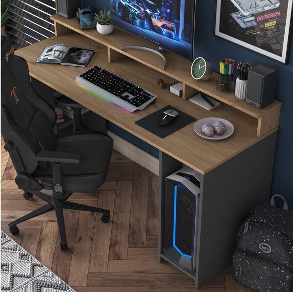 Masă PC Sikine 4 (nuc + antracit). Promo -29%. 1095012