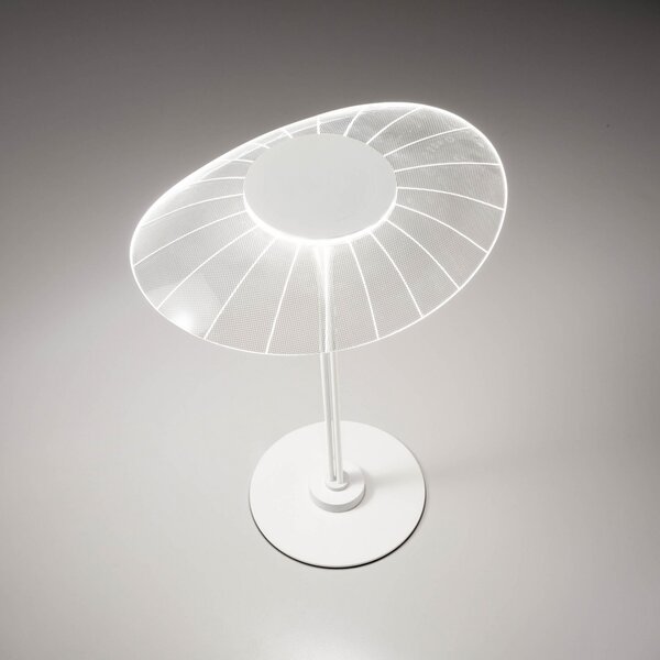 Fabas Luce Lampă de masă LED Vela, alb/transparent, 36cm, acrilic, dimmer, reglabil, Alb, Camera de zi / sufragerie, Metal, Modern