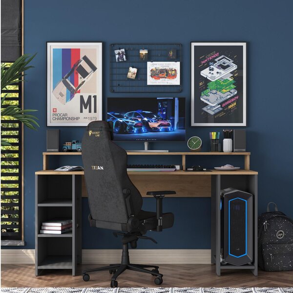 Masă PC Sikine 4 (nuc + antracit). Promo -29%. 1095012